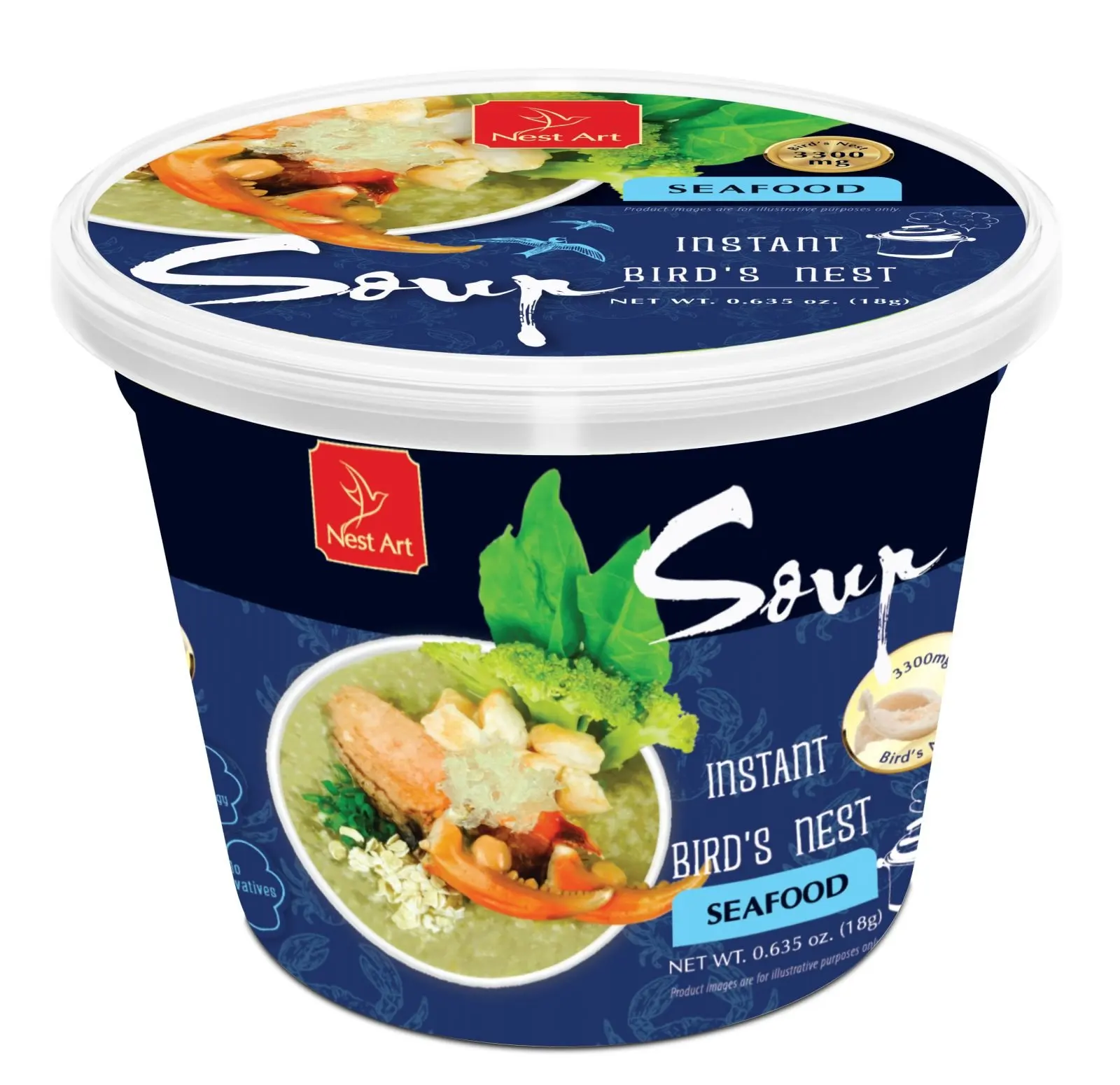 Суп для птичьего гнезда со вкусом морепродуктов, 19   24 г/чашка, вкусный, подходит для разных возрастов из Вьетнама (11000007866791)