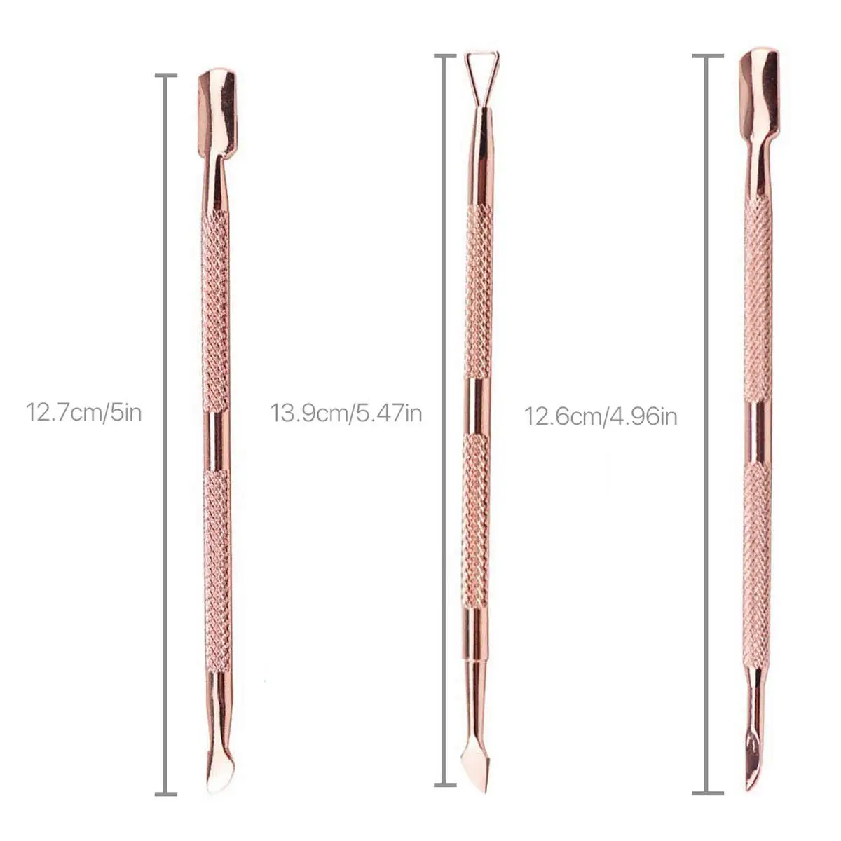 3pcs Gold Cuticle Peeler Scraper Remove Gel Nail Polish and Cuticle Pusher and Spoon Nail Cleaner Durable Pedicure Manicure Tool