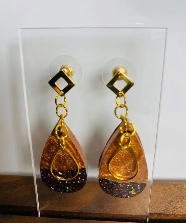 Deep Galaxy - Resin Earrings - Stylish, Stunning, Glittery, Sparkling, Suited for both Indian and Western wear, Style statement