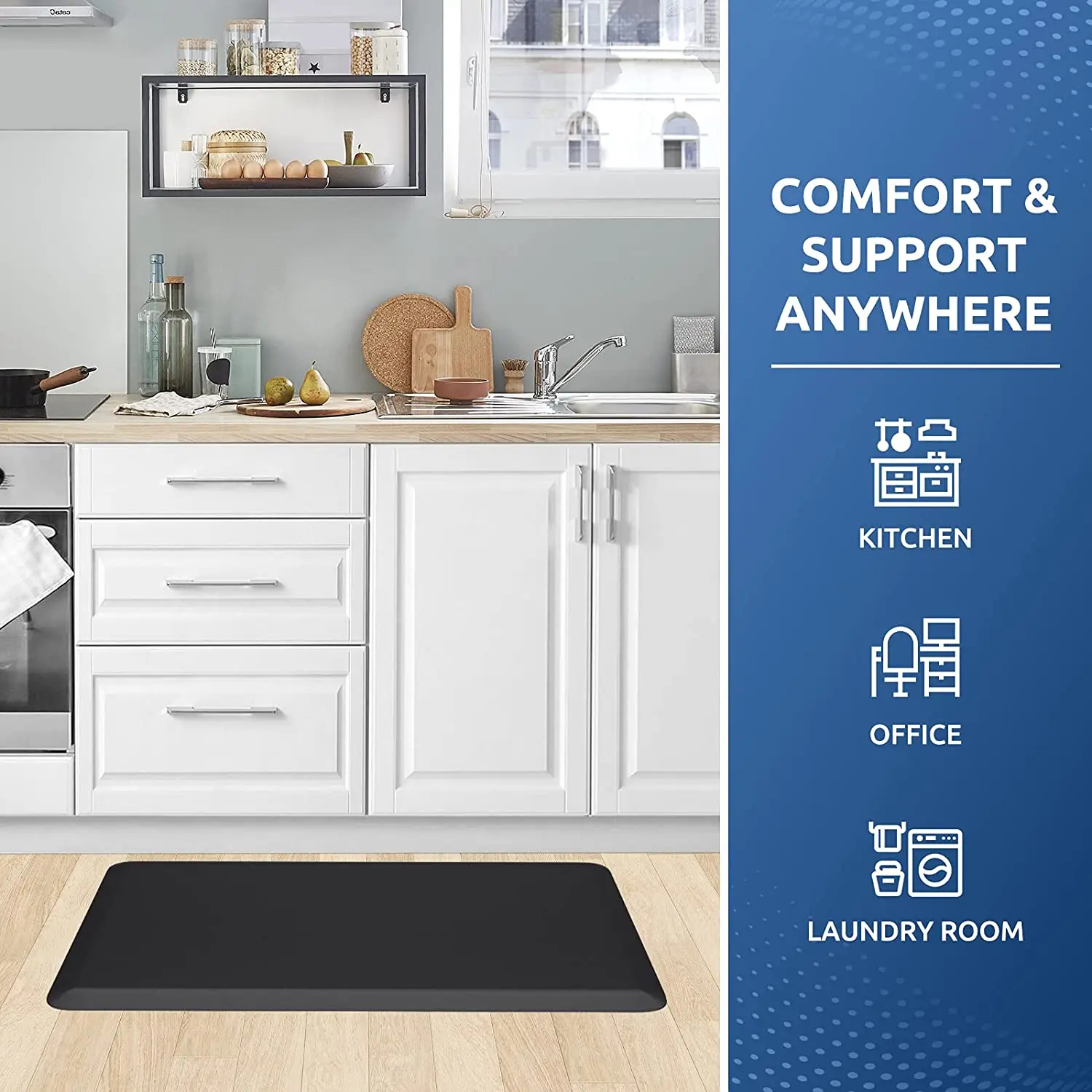 Waterproof Non Slip Anti Fatigue Kitchen Rug Standing Desk Mat Comfort Floor Mats for Kitchen House Sink Office