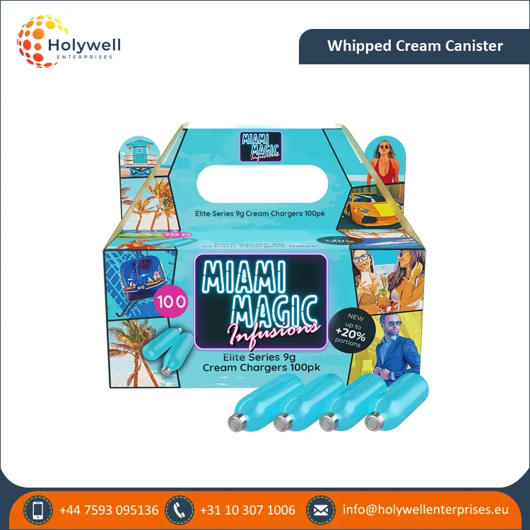 Reliable Price of Unbeatable Quality 9gX100 Pack Miami Magic Infusion Whipped Cream Charger Available for Bulk Buyers