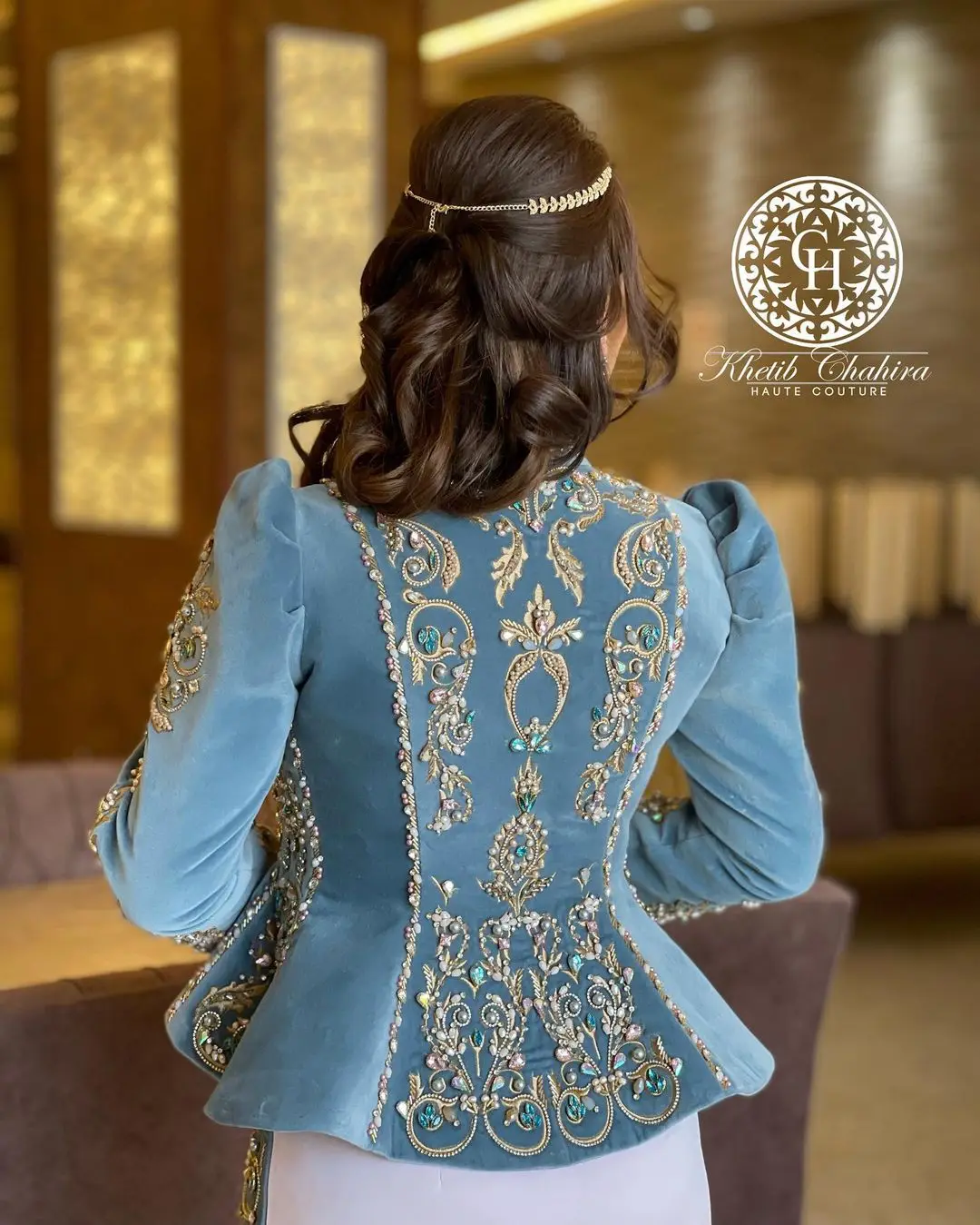 The Karakou Algeria Wedding Dress Hand Made Embroidery Pearls Dabbka Stone Work on Velvet fabric
