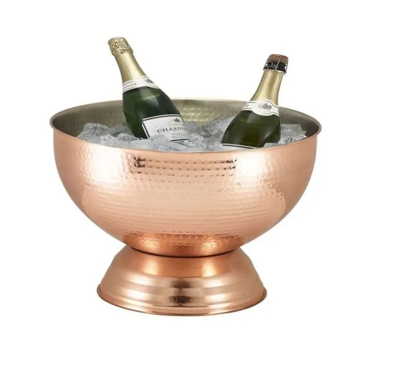 Unique Handcrafted Copper Champagne Punch Bowl Manufacturer Custom Bar Accessories Steel Punch Bowl