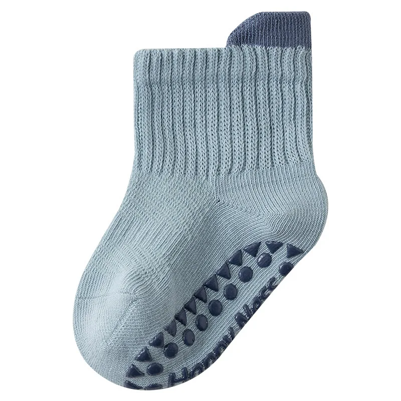 Wholesale autumn winter combed cotton baby mid-calf socks solid color baby children non-slip bottom floor new born socks