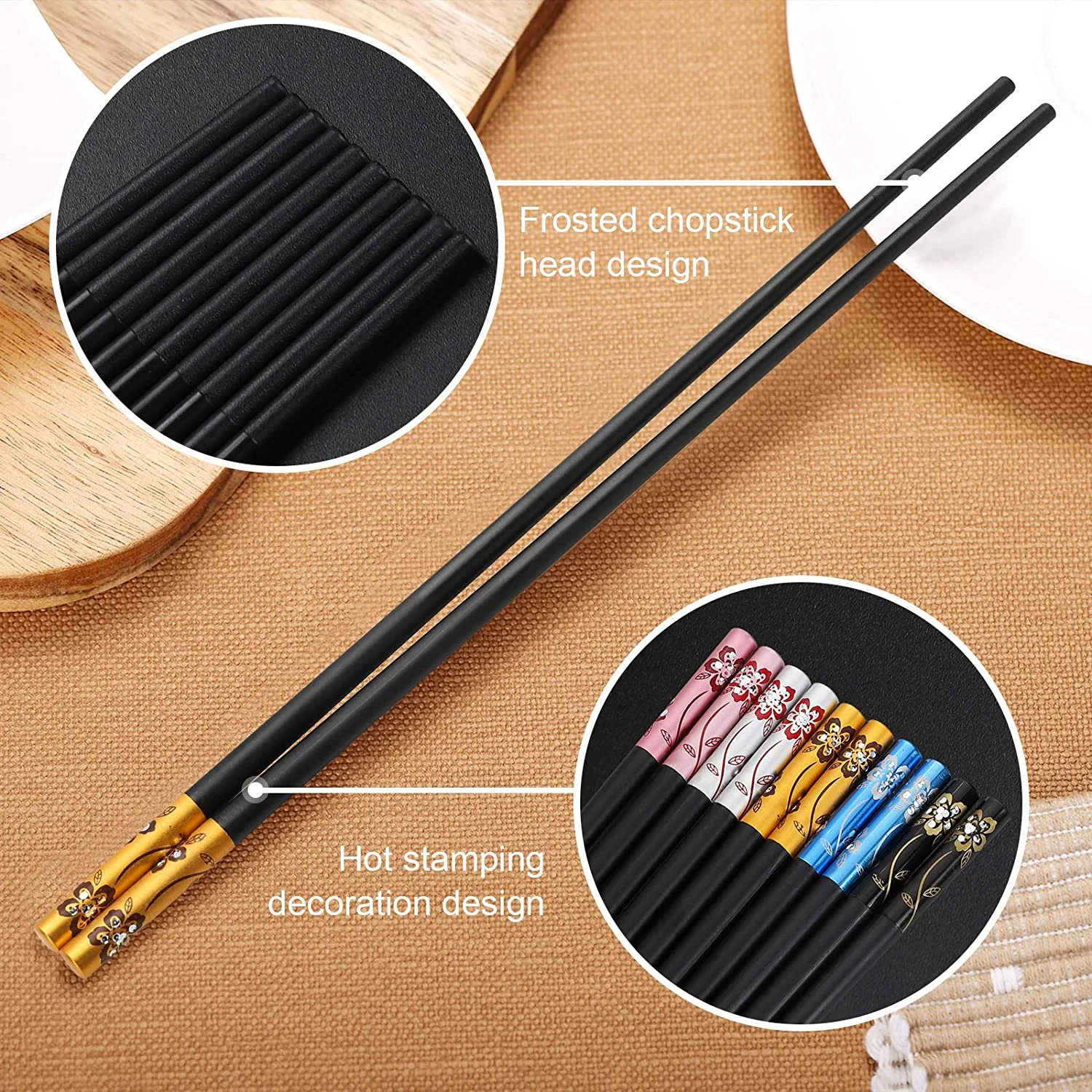 Luxury Chinese Colourful Reusable Chopsticks Branded Alloy Custom Chopsticks Gift Fiberglass Dark Green Chinese Chopsticks