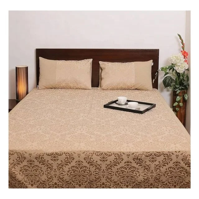 Nordic Brown Jaquard Quilted Embroidery On Thicken Quality  Spread Size Queen Edge Bedroom Simple Bed Covers Pillowcase Decor