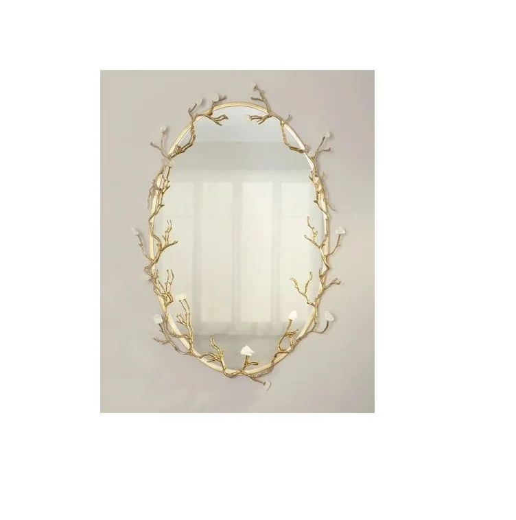 Gold Metal Glass Wall Mirror Designer Handmade Wall Decorative Framed Wall Mirror For Home Hotel Villas