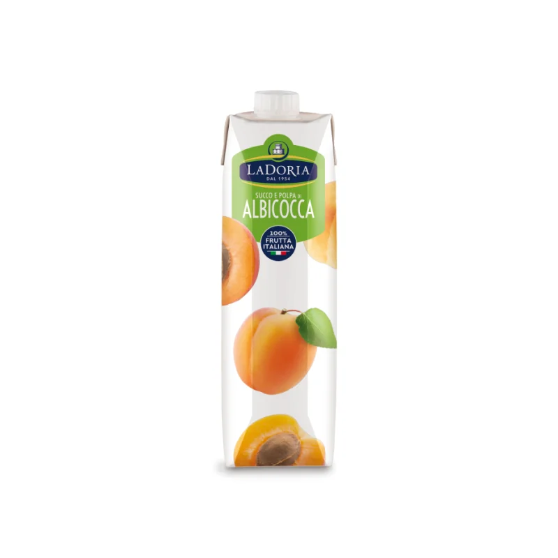 Made in Italy Fruit Juice Apricot nectar in carton pack La Doria customizable for private label 6x1000ml 33,8oz