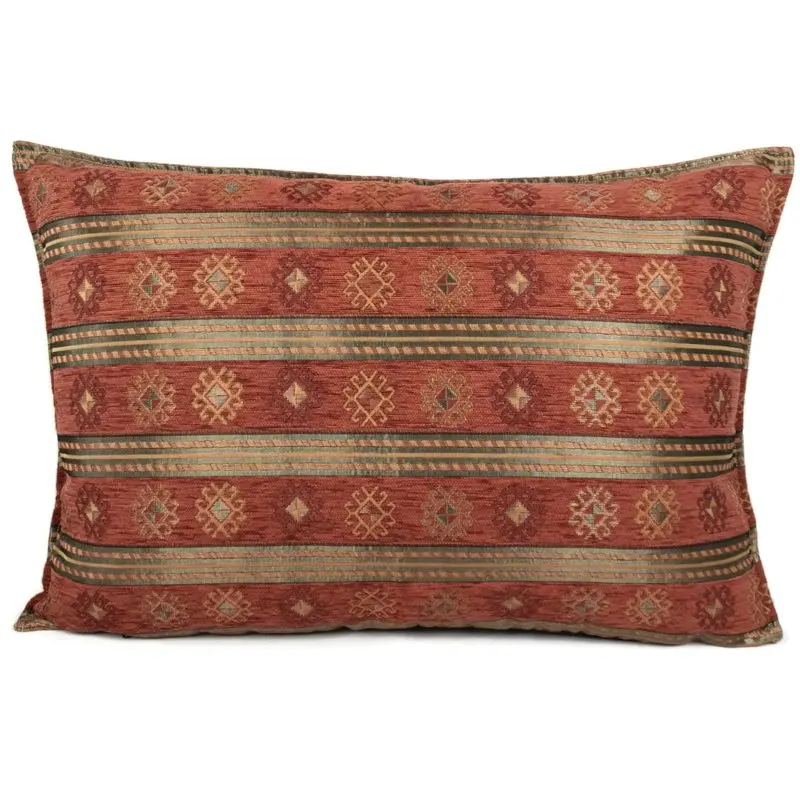 Brick Red Striped Flower Design Pillow Cover Sofa Cover Cushion Cover Woven Square 100% Polyester,chenille National Standards