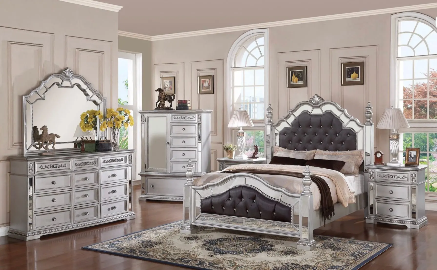 Wholesale Modern Bedroom Furniture Antique Luxury Royal Bedroom Furniture Set Living Solid Wood Bed Made in Viet Nam