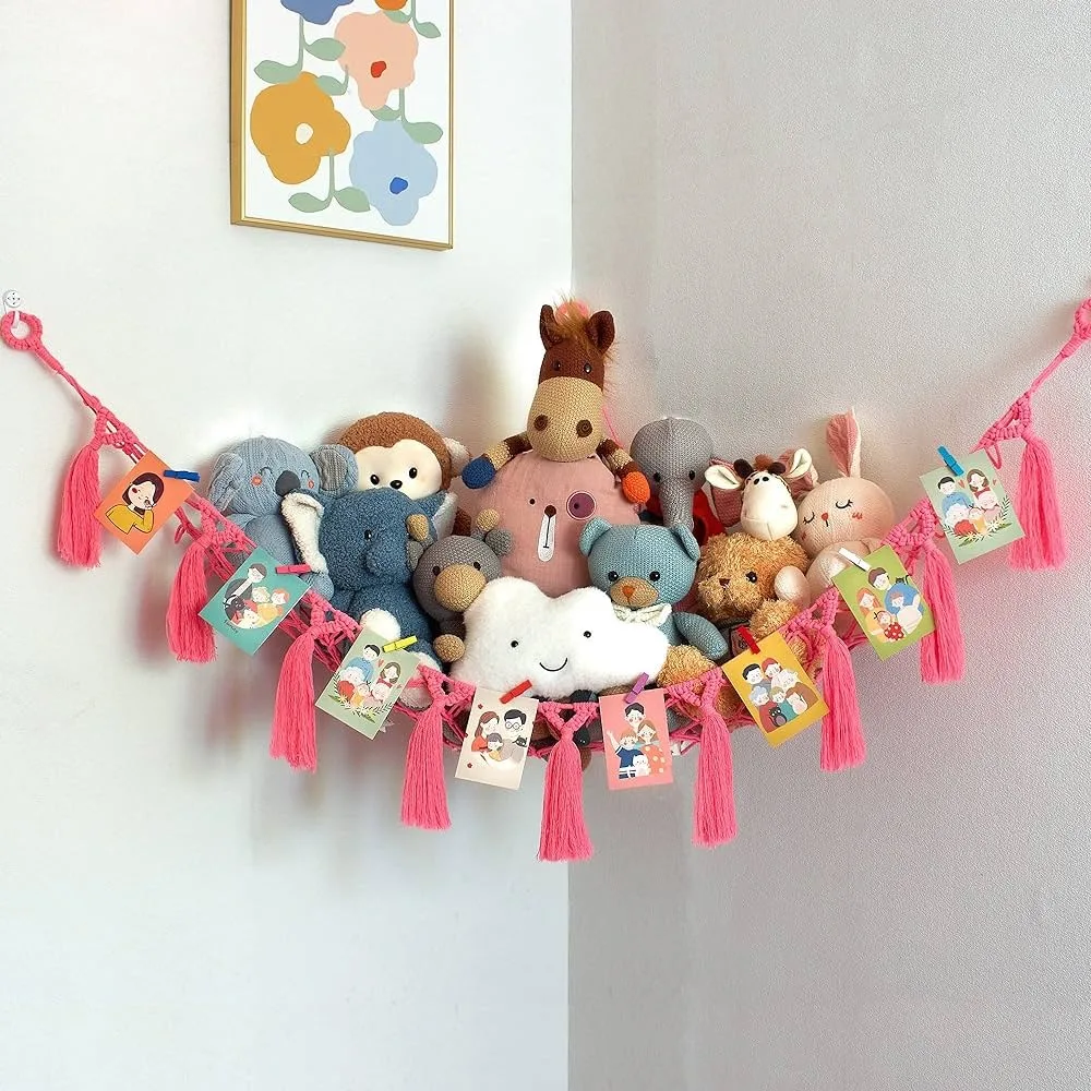 Хит продаж органайзер для игрушек макраме в богемном стиле сетчатый гамак хранения ручной работы настенного домашнего декора по оптовой цене