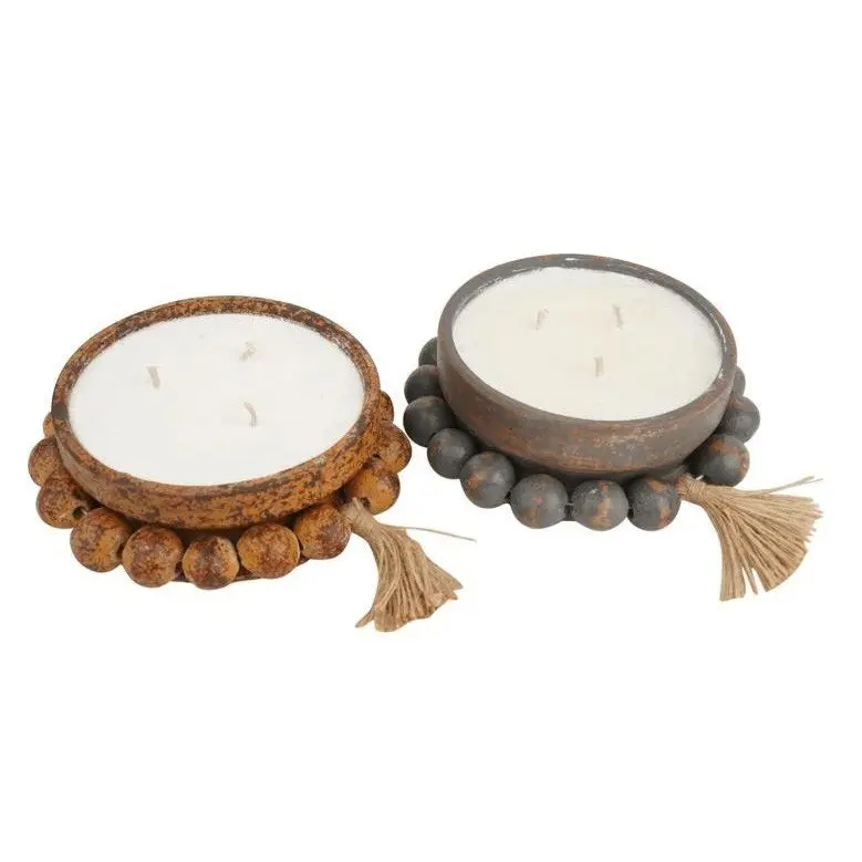 Wooden Round Dough Bowl With Beaded Ring Best Selling Antique Farmhouse Style Home Decor from Vietnam Handicraft Manufacture