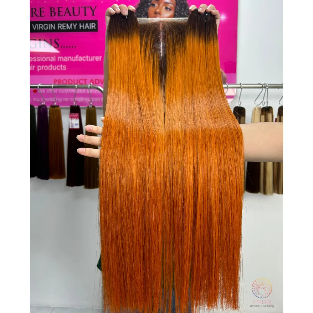 Прямые человеческие волосы с косточками, пряди необработанные пряди натуральных вьетнамских СДД, прямые волосы двойная Вытяжка 30 дюймов