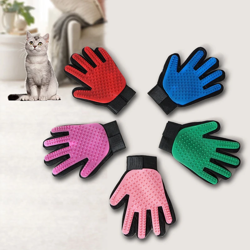 pet grooming gloves Cat Gloves Pet Dog Brush Pet Double Sided Gloves Comb Cleaning Grooming Cat Hair Remover