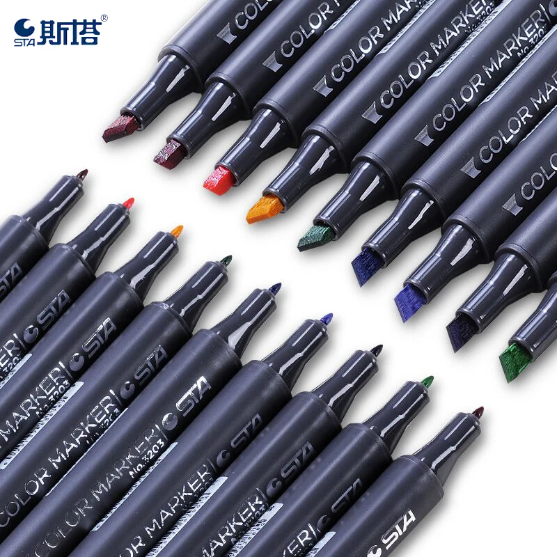 STA 3203  - 30/40/60/80/80/128 colours double head alcohol based permanent waterproof art marker pen set