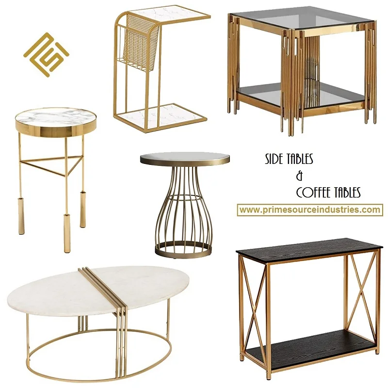 Top Standard Product Round Modern Stacking Nesting Table Metal Frame Marble Top High Quality Indian Handicraft New Design 2025