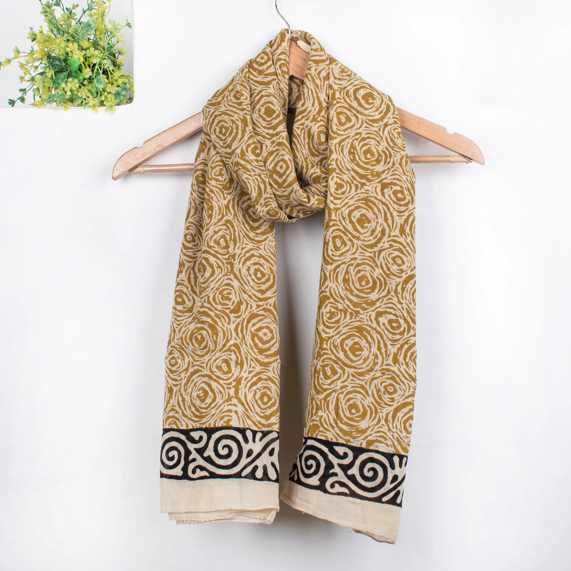 Unique Scarf Floral Hand Block Printed Neck Cover Ups Camel Color Most Comfortable Designer Indian Hot Selling Sarong Wholesale