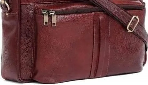 Portable leather laptop messenger bag adjustable and detachable strap office executive bags briefcase for Men