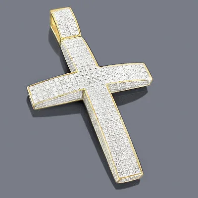 Cross Fancy Pendant SI- H/I 14K Yellow Gold Diamond Wedding Gift Birthday Gift For Her Fancy Pendants And Charms For Spacial One