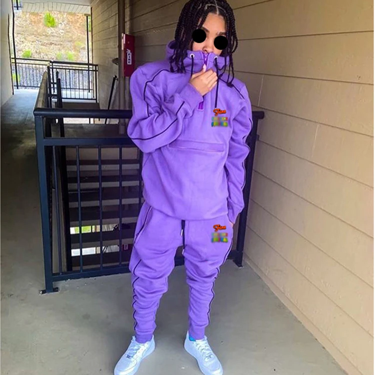 2022 Winter tracksuits men plain sweat suit heavy weight cotton sweatsuit fleece tracksuit set for men hip hop tracksuit