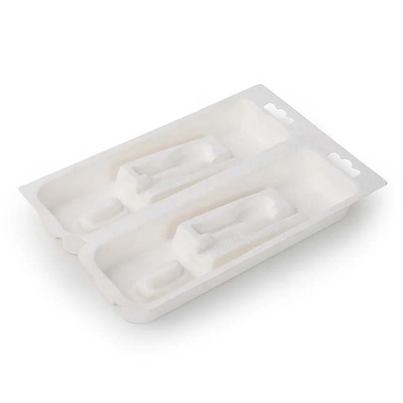 Biodegradable bagasse Pulp Molded Electrical packaging Paper Packaging pulp moulded Tray sustainable packaging brands