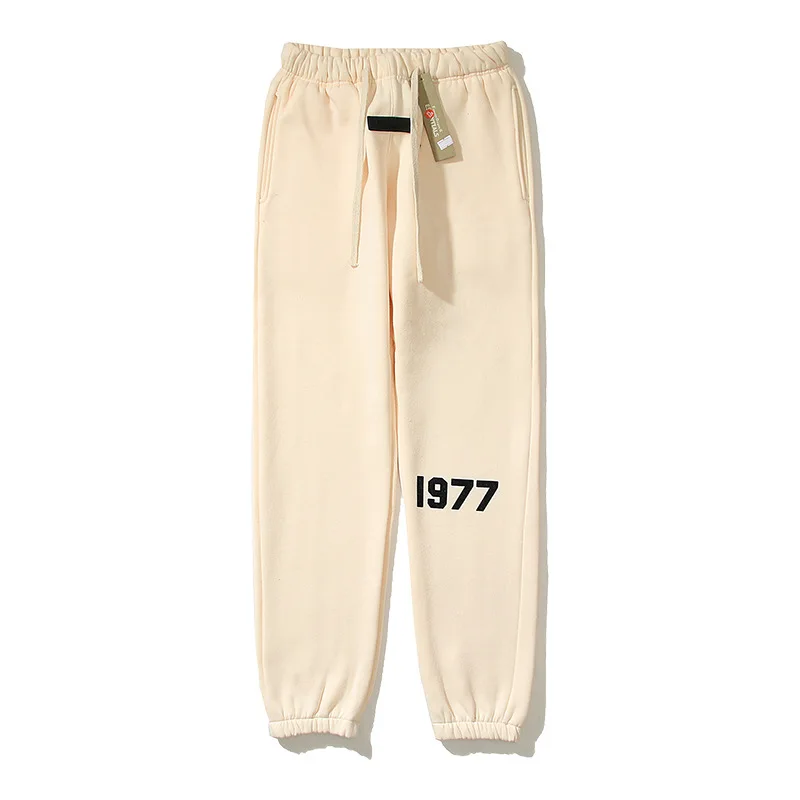 22ss High Street FOG Double Thread 1977 Flocking Printing Sweatpants for Men and Women Hip Hop Leggings Pants