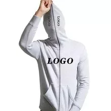 Custom LOGO Men Zipper Hoody Fashion Casual Hip Hop Sports Full Face Zip Hoodies Tops Full Zip Up Hoodie
