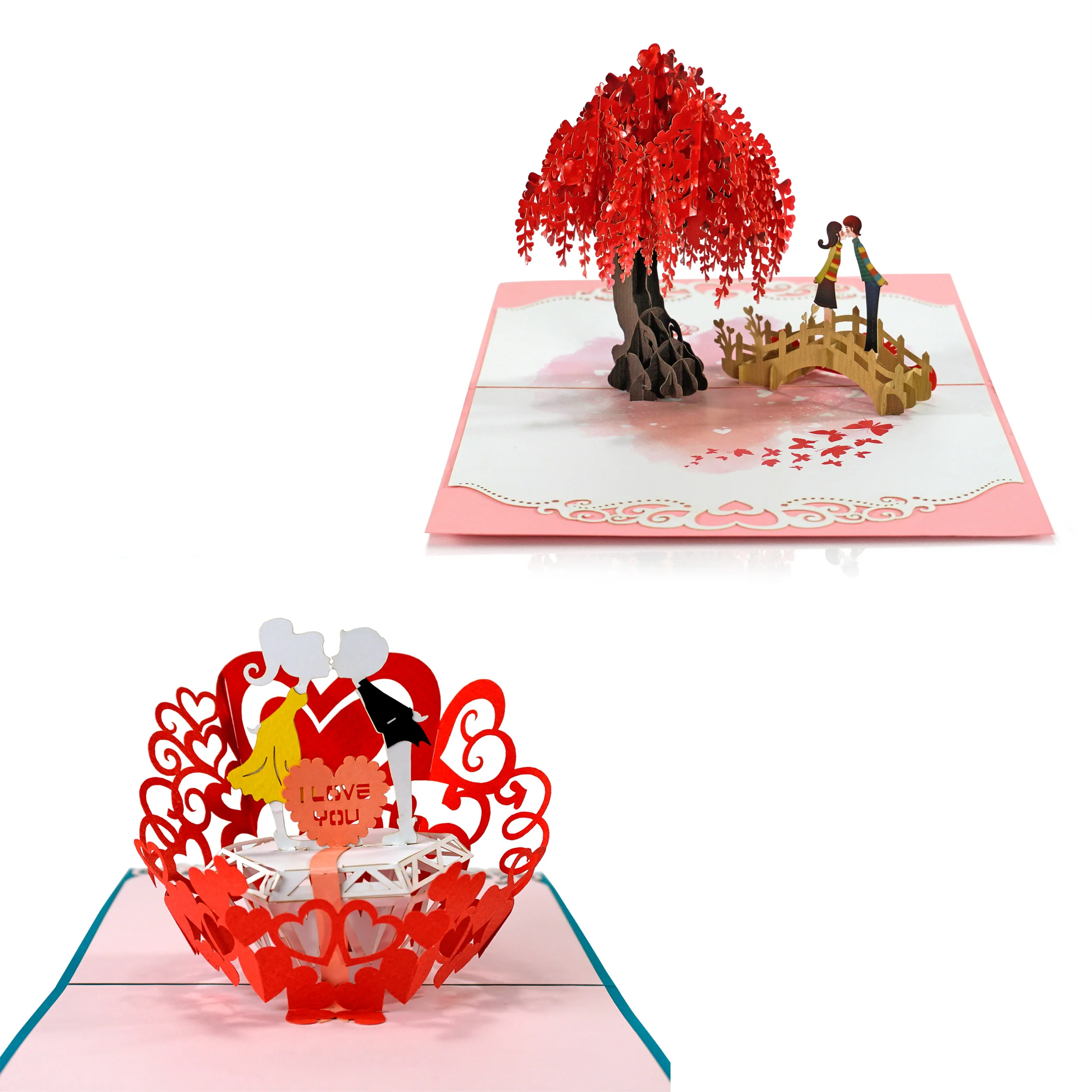 3D Pop-Up Коллекционная бумажная поздравительная открытка для парных поцелуев празднования Счастливого Дня Святого Валентина идеальный подарок сувенир любви