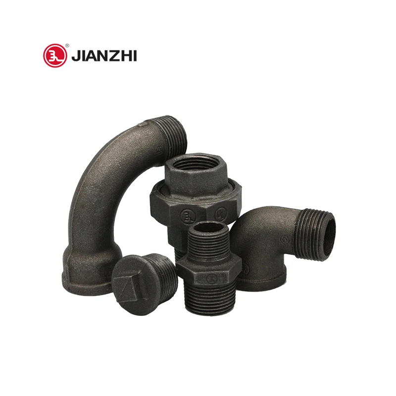 jianzhi factory FM CE SIRIM Malleable Pipe Fittings Gas Fighting System Black Iron  Way Elbow Black Iron Tee Pipe Fittings