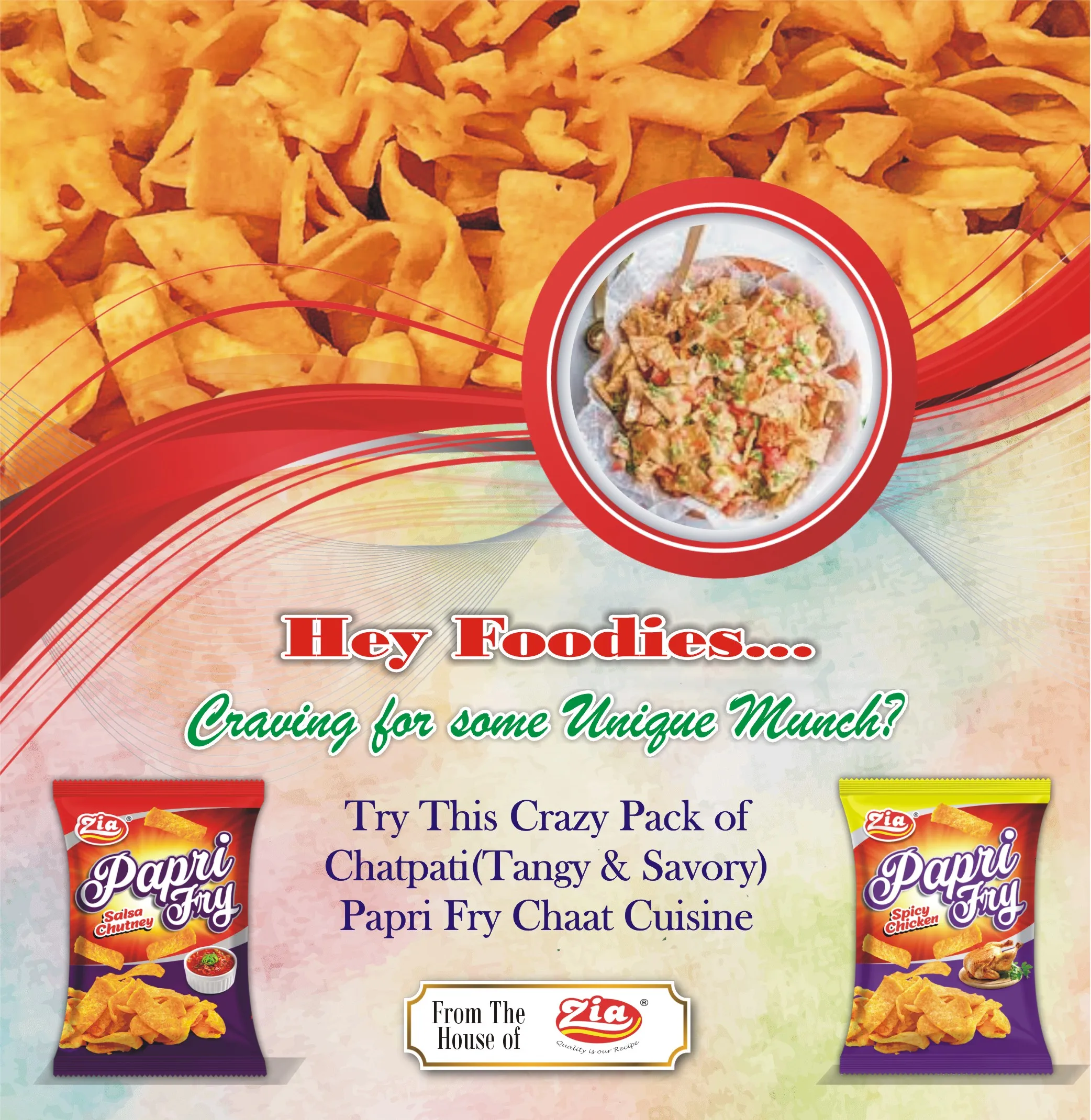 Exotic Flavored Zia Papri Fry Salsa Hot Spicy Crispy Wheat Rice & Gram Flour Snacks Cheap Price Best Quality Economical Pack
