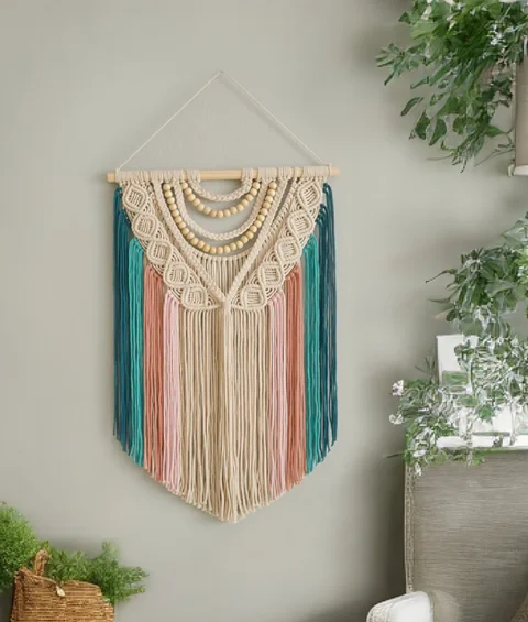 Hand-woven Cotton Rope Rainbow Wall Hanging Tassel Tapestry Ornaments Large Macrame Tapestry