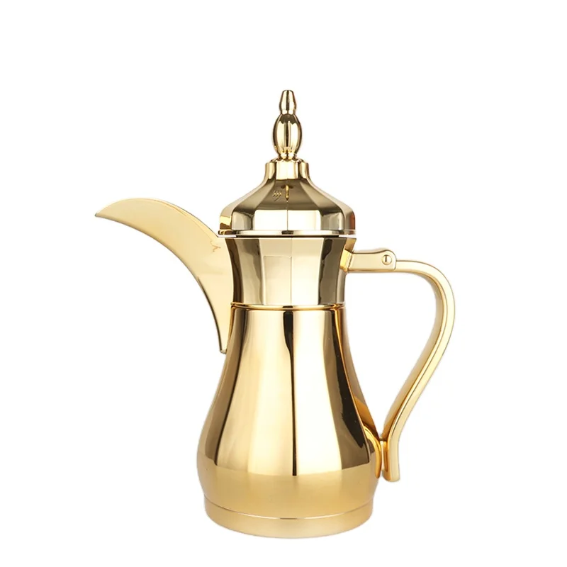Customized Arabic Coffee Dallah  Pot Cawa Cups Base Sets Long Spout Dallah Tea Pot Brass Metal Coffee Tea Pot Dallah