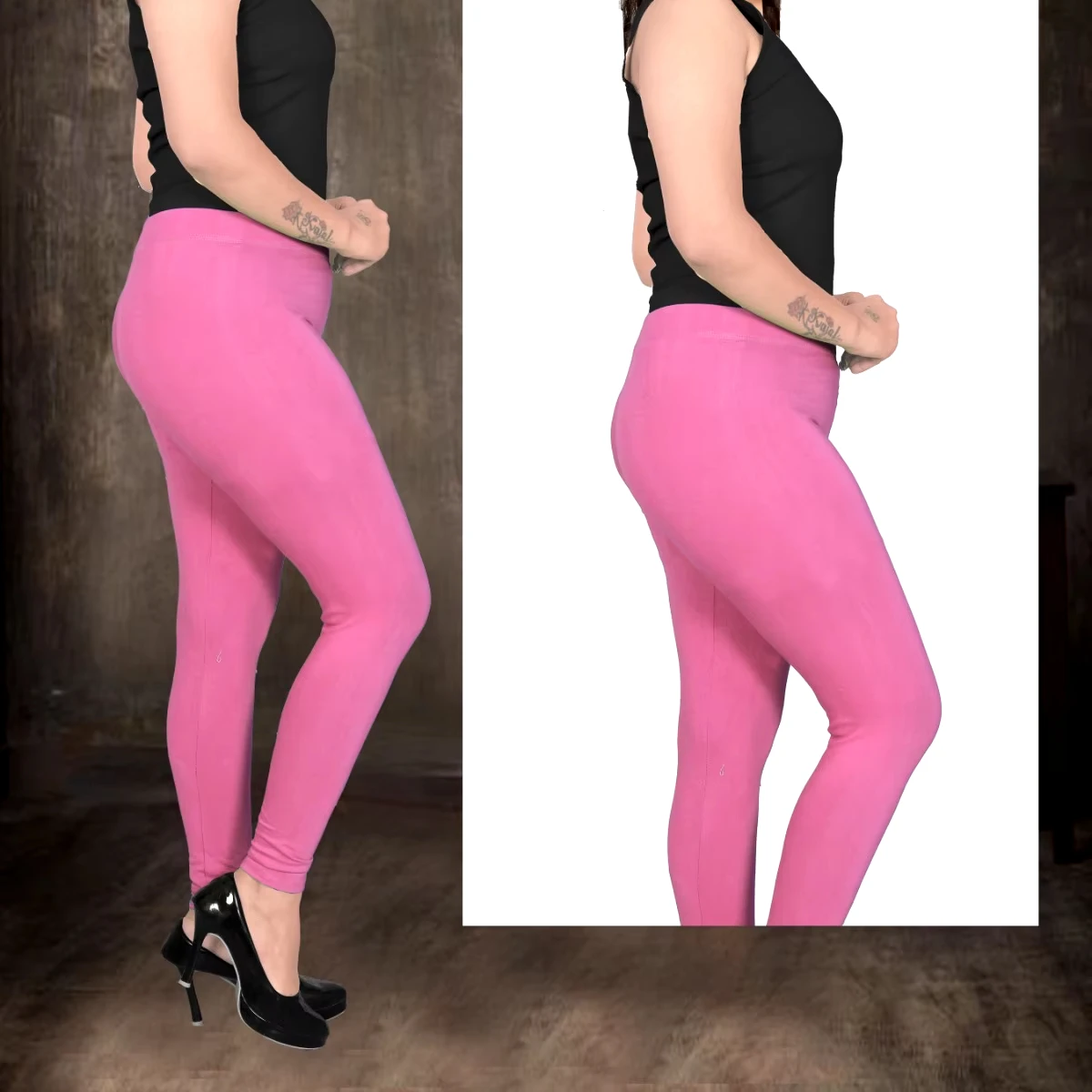 Buy Now M L XL XXL Ladies Fashionable High-Waist Breathable Cotton Leggings with Logo Stretchable Chudidaar Women/Girls/Ladies