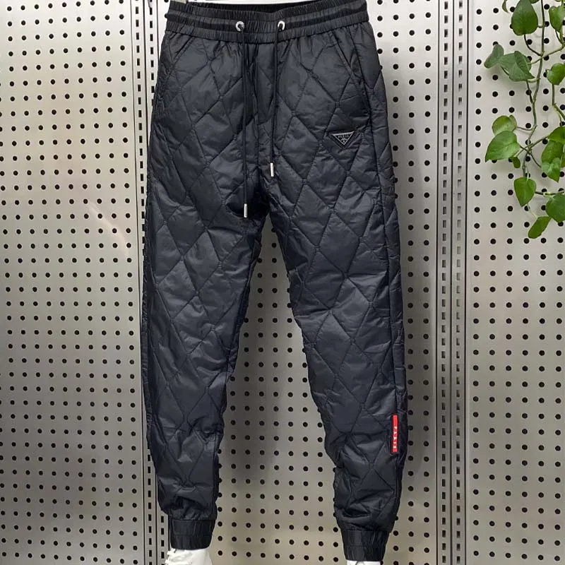 Wholesale Winter Oem Latest Designs Quilted Puffer Drawstring Thermal Slim Fit Down Outdoor Pants Cotton Trouser For Men