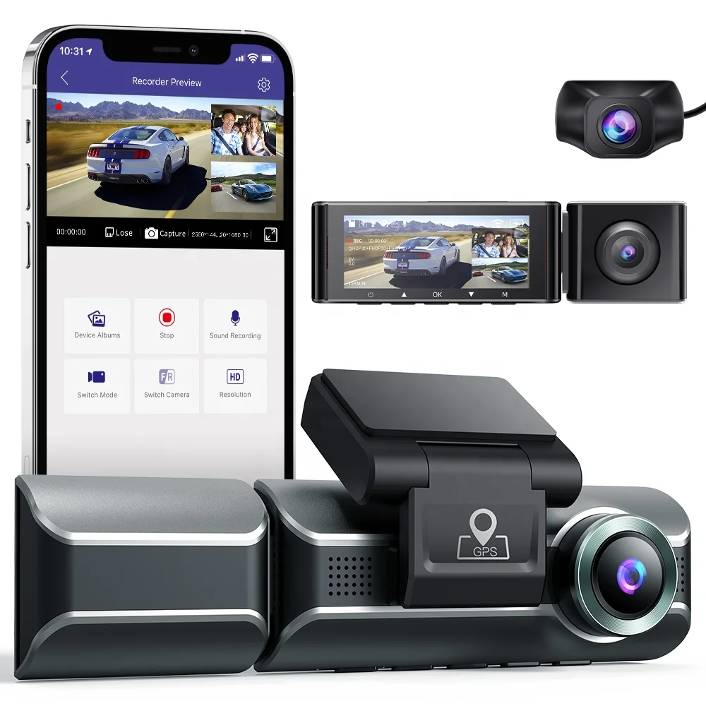 AZDOME M550 3 Camera 4K+1080P Car DVR Wifi GPS Logger Night Vision Dual Lens Dash Cam With Rearview Lens 3 Channel Car Camcorder