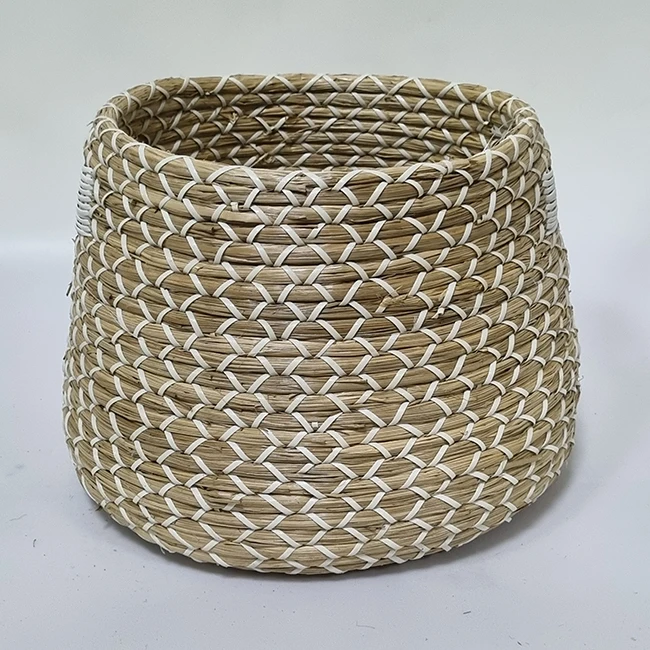 Vietnam flower pot straw craft bamboo basket woven home decor jute ware seagrass planter High-quality Manufacture wicker planter