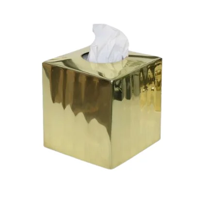 Gold Polished Tissue Holder Dispenser Restaurant Hotel Stainless Steel Napkin Organizer for Table Decoration Made in India