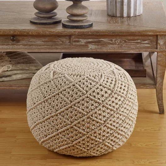 Macrame Poufs with Polystyrene Balls Filling Best Quality Modern Design Hand Knitted Christmas Space Valentine Baby Kids Decors