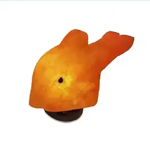 Himalayan Salt Lamp Fish Shape Pure Salt Purifies Air With Wooden Base Decoration Love Gift Enamel Pins Wholesale From Pakistan