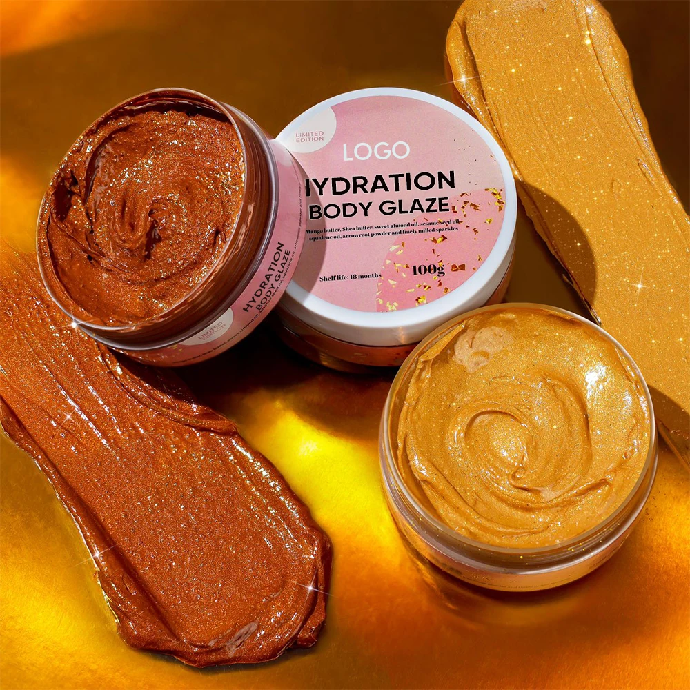 Natural Organic Squalene Oil Anti-Aging Smooth Deeply Hydrating Highlighting Balm Shimmer Body Glaze Butter For Dry Skin