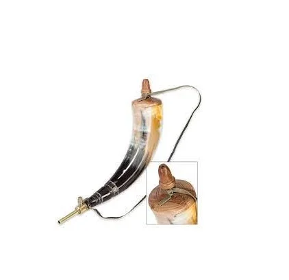 Powder horn with best quality and cheap price black Buffalo\ox powder horn for powder for unpolished for single packing