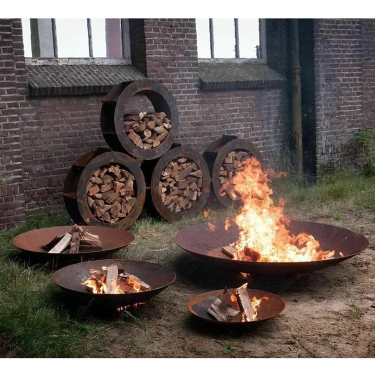 outdoor camping firepit heater rustic vintage wood burning garden metalfire pit corten steel fire bowls