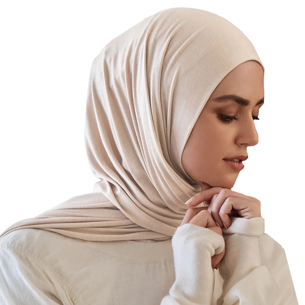 2024 New High Quality Fashion Muslim Women Plain Autumn  Premium Hijab Jersey Scarf In Solid Color