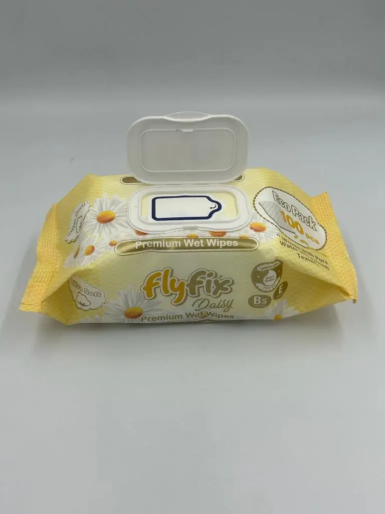 Влажные салфетки Flyfix премиум класса с пластиковой крышкой 100 шт. ароматизированные высококачественные экологически чистые одноразовые