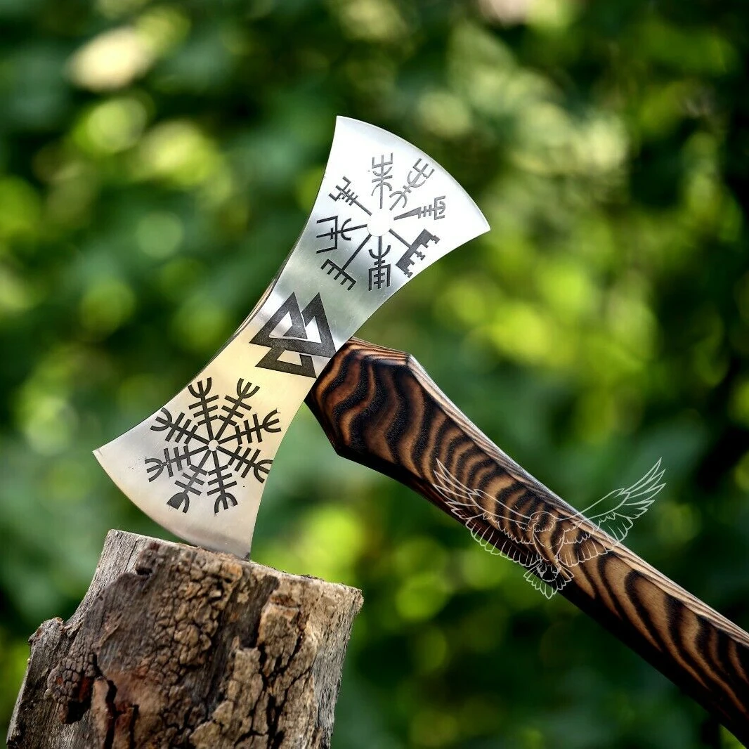 Wholesale Custom Handmade Viking Double Blade Axe, Hatchet Axe Household Firewood Chopping Outdoor Camping Survival Axe