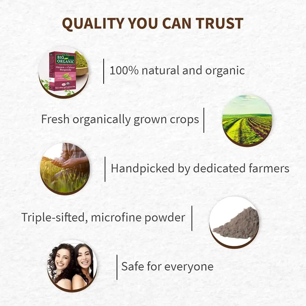 Indus Valley Bio Organic 100% Natural Henna Hair Color | Gray Coverage & Long Lasting Hair Dye | Vegan and Cruelty-Free (100gm)