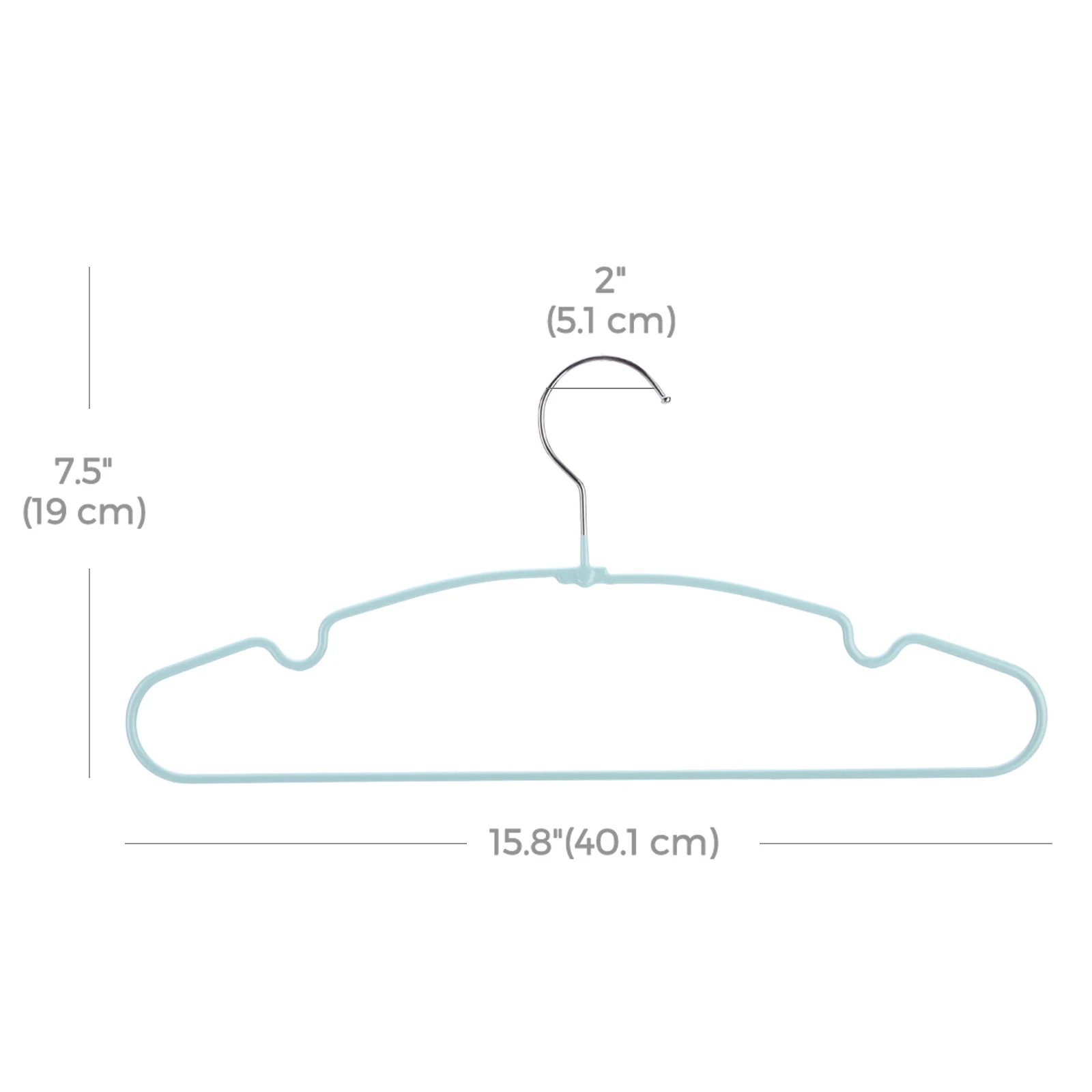 Wholesale Light Blue Non Slip Metal Impregnated Coat Hanger