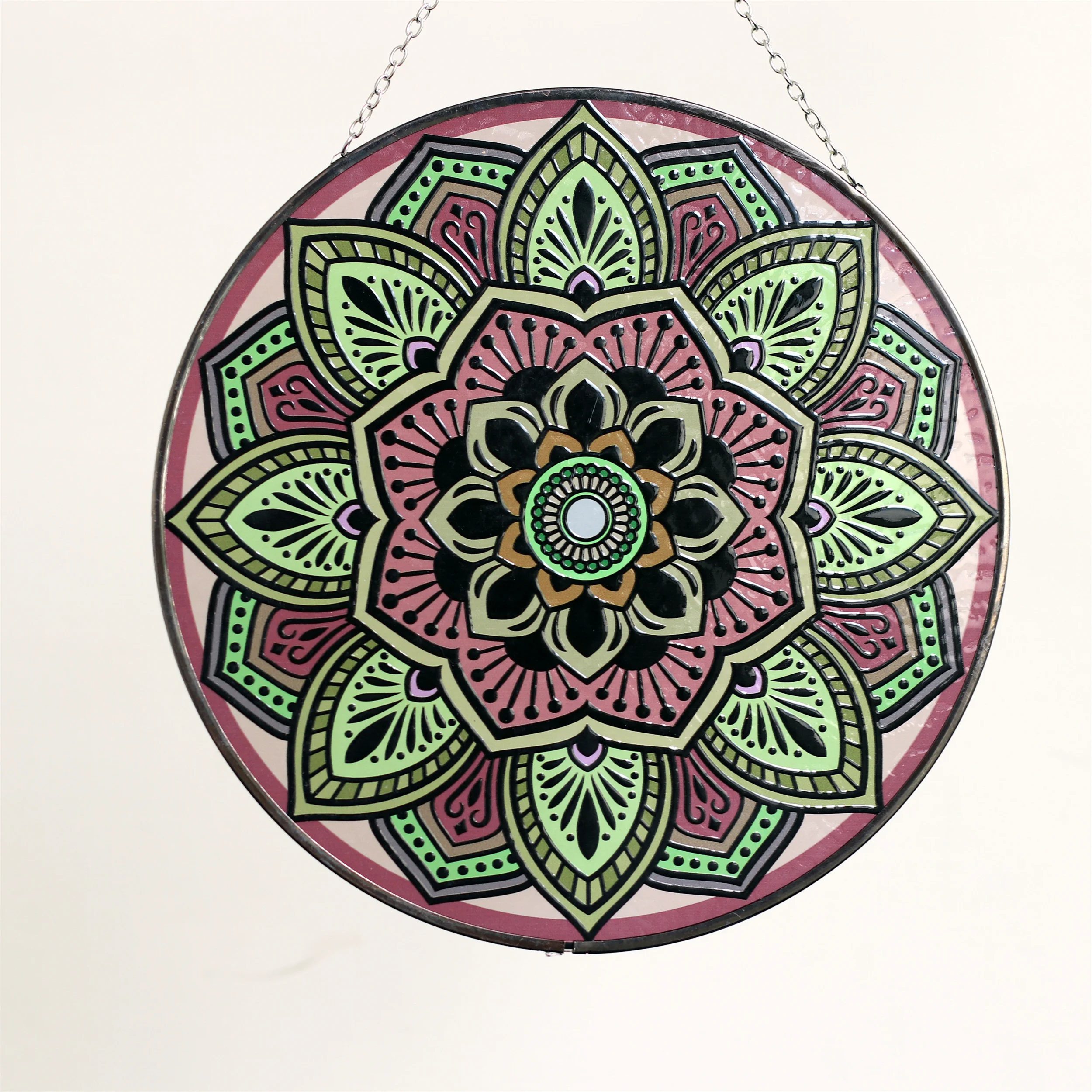 Vibrant Mandala Glass Sun Catcher - Perfect for Enhancing Natural Light in Your Home