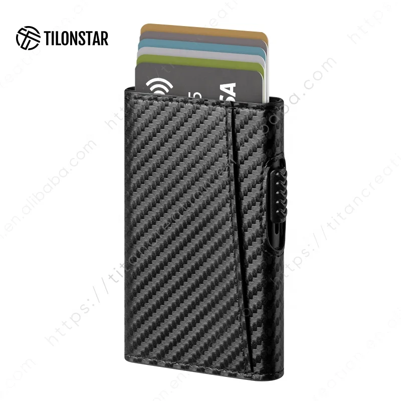 Custom Leather Pop Up Aluminium RFID Credit Card Holder For Phone Back Magnetic