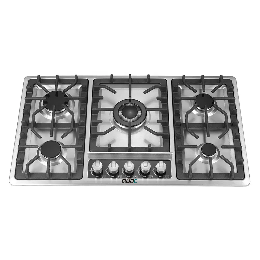 Professional Manufacturer Tempered Glass Stainless Steel 5 Burner Hob Gas Stove